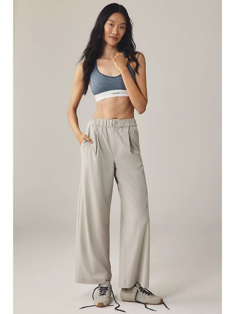 Varley Kayson Wide-Leg Pull-On Pants Sage Grey Size XS